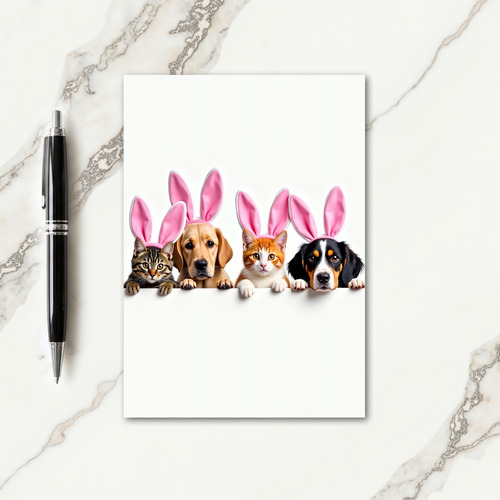 Cute Animal Bunny Ears Photo Card