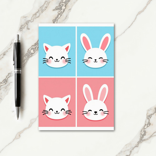 Cute Animal Faces Art Card