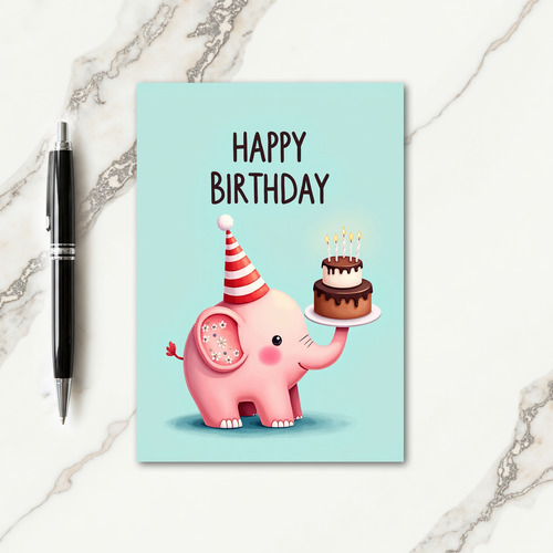 Cute Animal Party Hat Card