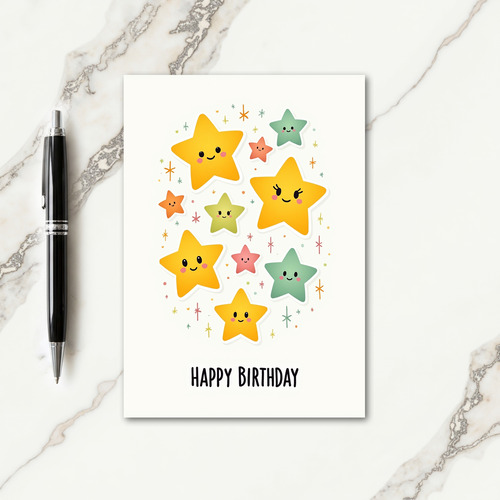 Cute Animated Stars Birthday Card