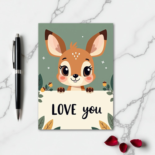 Cute Baby Fawn Love You Card