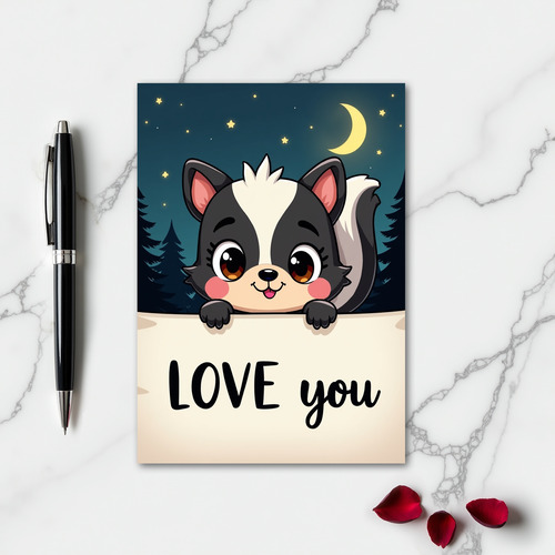 Cute Baby Skunk Love You Card