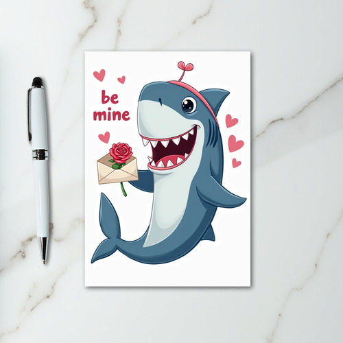 Cute Be Mine Shark Valentine Card