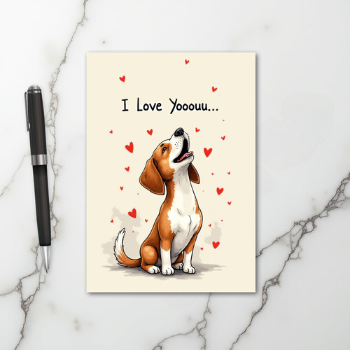 Cute Beagle I Love You Card