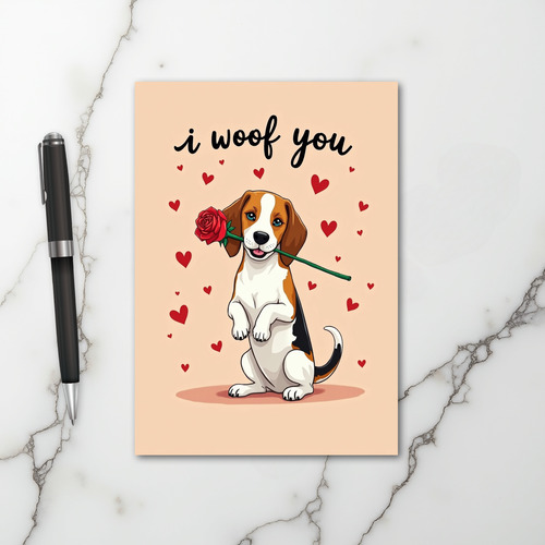 Cute Beagle I Woof You Card