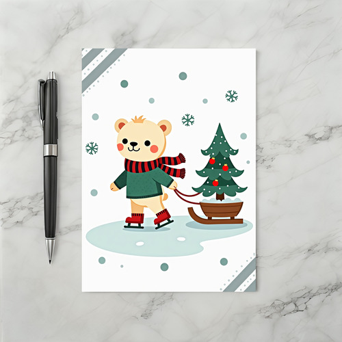 Cute Bear Christmas Ice Skating