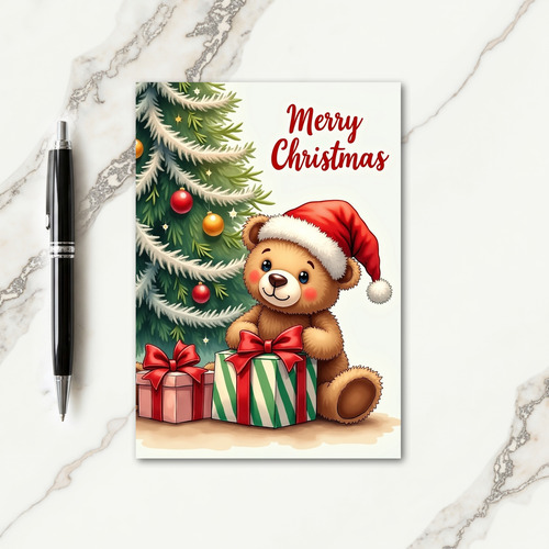 Cute Bear Christmas Presents Card