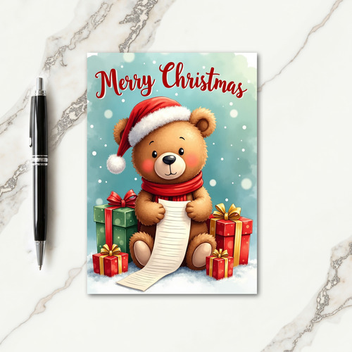 Cute Bear Christmas Scene Card
