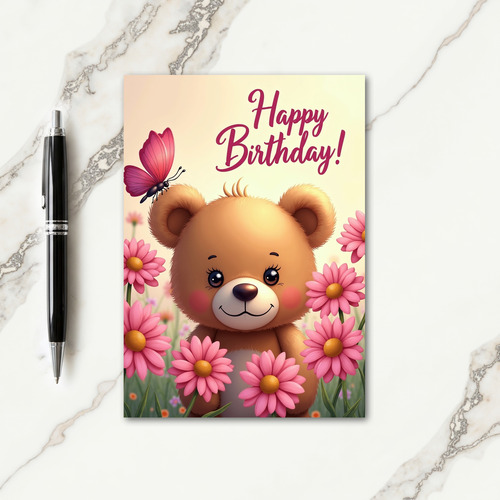 Cute Bear Cub Birthday Card