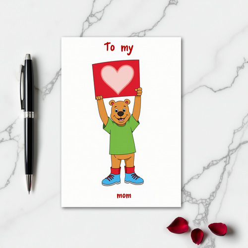Cute Bear Heart Mom Card