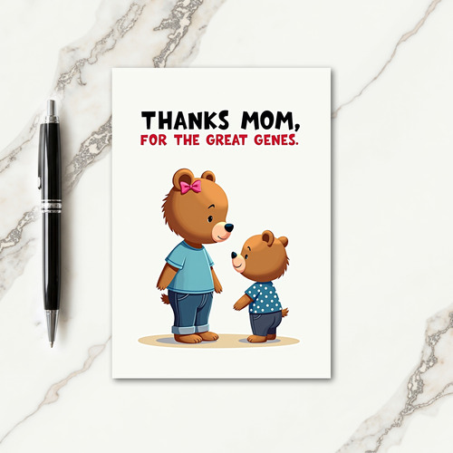 Cute Bear Moms Day Message Card