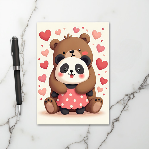 Cute Bear Panda Love Hug Card