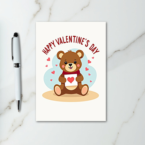 Cute Bear Valentines Heart Card