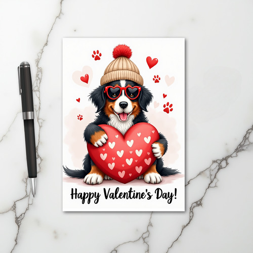Cute Bernese Valentine Dog Card