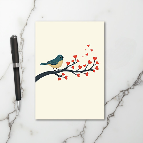 Cute Bird Heart Tree Card