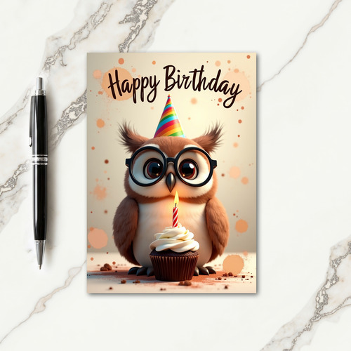 Cute Bird Spectacles Birthday Card