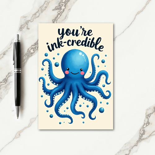 Cute Blue Creature Birthday Card