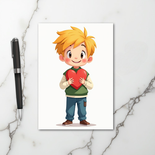 Cute Boy Love Heart Card