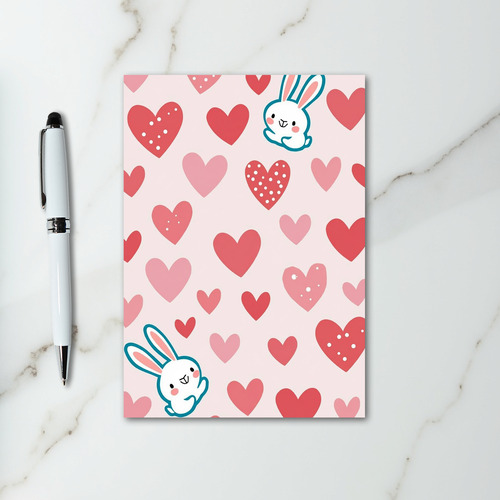 Cute Bunnies Hearts Card