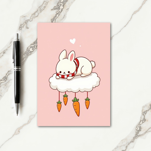 Cute Bunny And Carrot Art Card