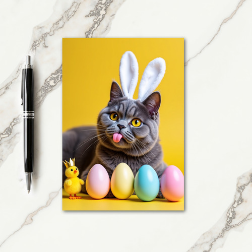 Cute Bunny Ears Kitty Cat Card