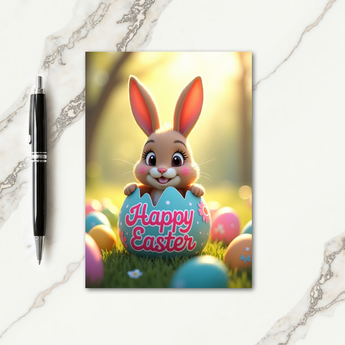 Cute Bunny Egg Happy Spring Card
