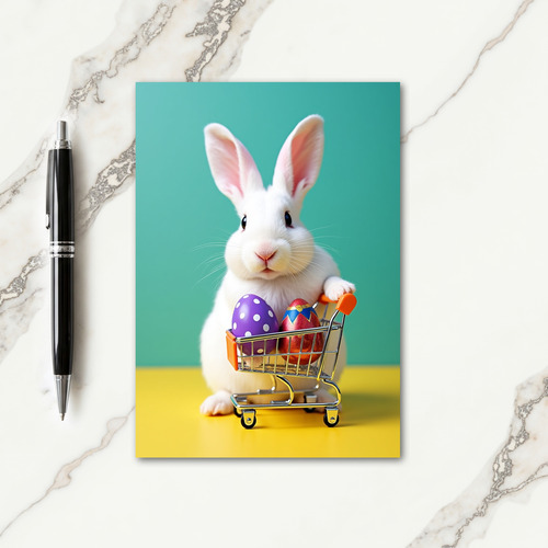 Cute Bunny Festive Egg Cart Card
