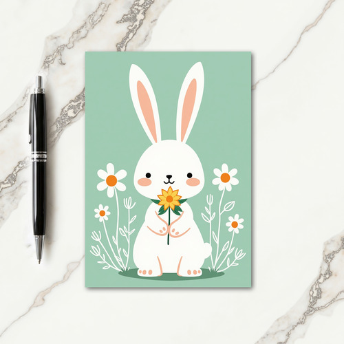 Cute Bunny Flower Scene Card
