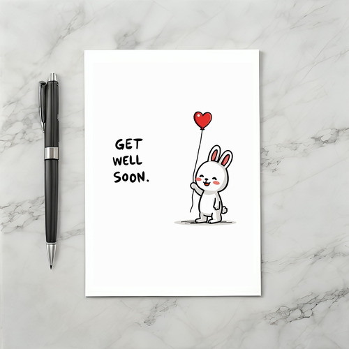 Cute Bunny Get Well Soon Card