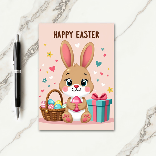 Cute Bunny Happy Easter Card