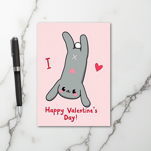 Cute Bunny Happy Valentines Day Card