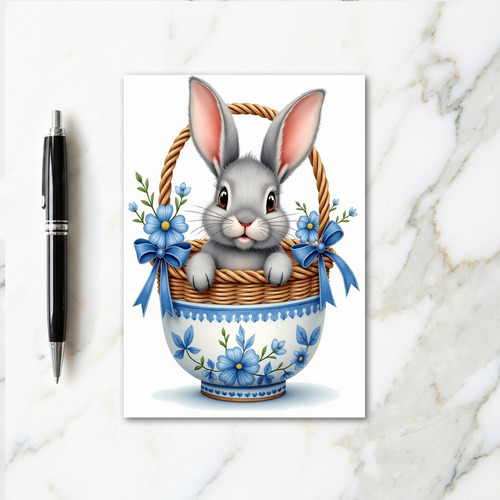 Cute Bunny In Basket Greeting Card