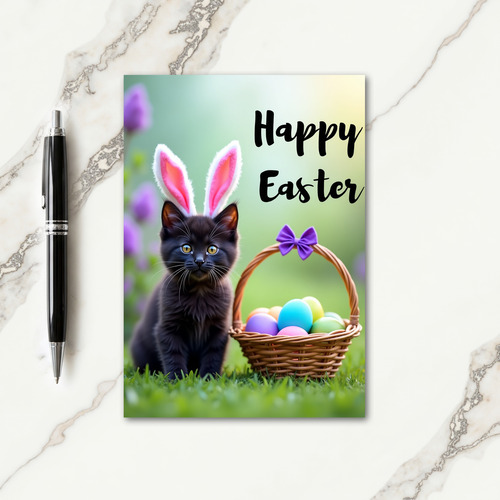 Cute Bunny Kitty Spring Card