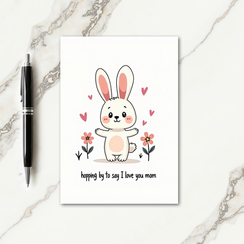 Cute Bunny Love Blossom Card