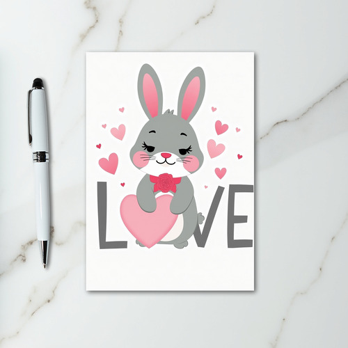 Cute Bunny Love Heart Card