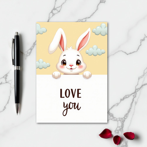 Cute Bunny Love You Card