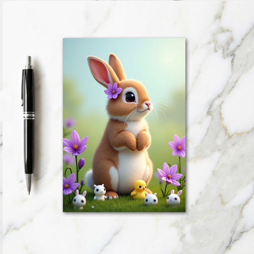 Cute Bunny Meadow Friend Card
