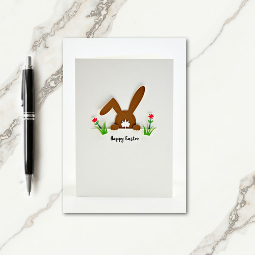 Cute Bunny Peek Paper Cut Card