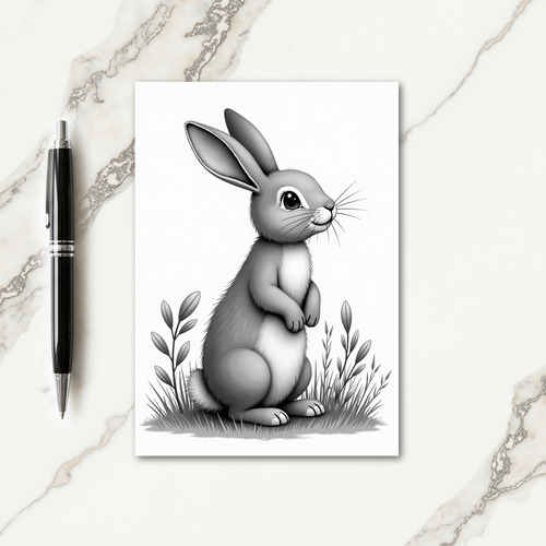 Cute Bunny Sketch Art Card