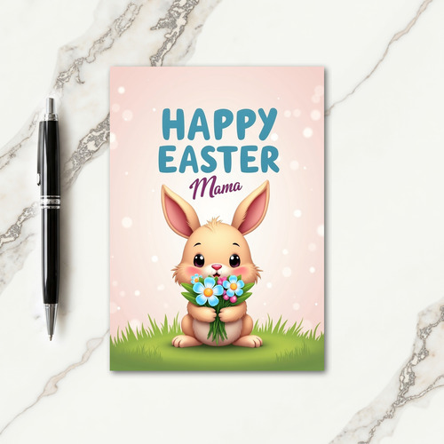 Cute Bunny Spring Bouquet Card