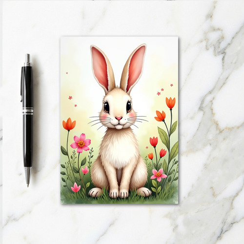 Cute Bunny Springtime Bloom Card
