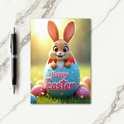 Cute Bunny Springtime Egg Card