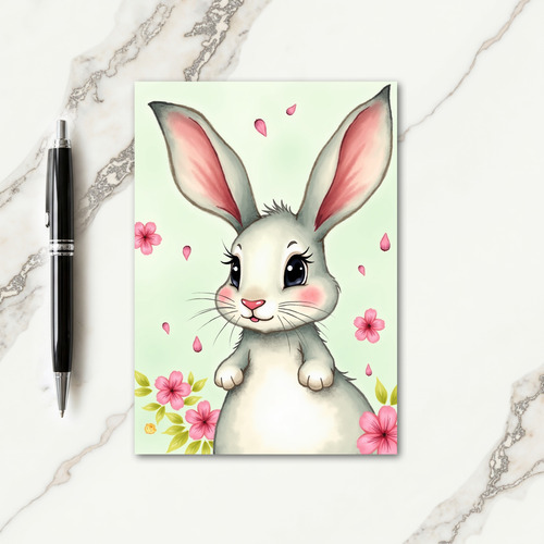 Cute Bunny Springtime Scene Card