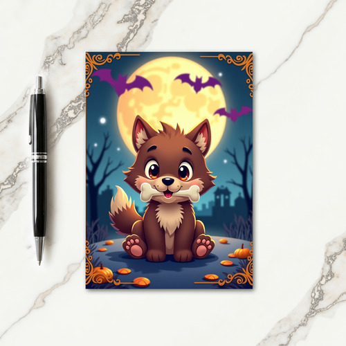 Cute Canine Cub Halloween Card