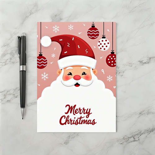Cute Cartoon Santa Claus Face Merry Christmas Card