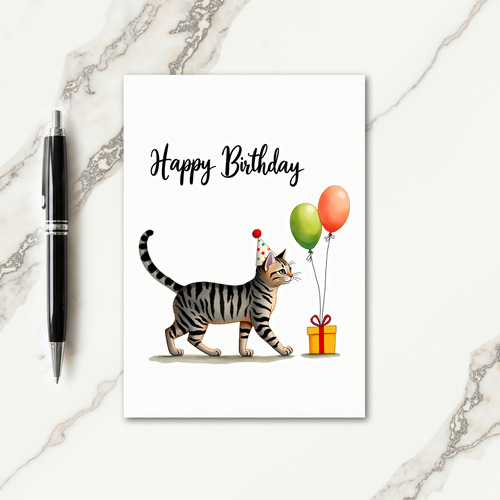 Cute Cat Birthday Hat Card