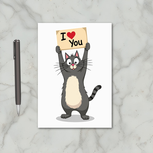 Cute Cat I Love You Card