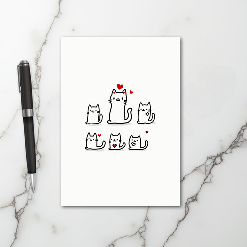 Cute Cat Love Family Card