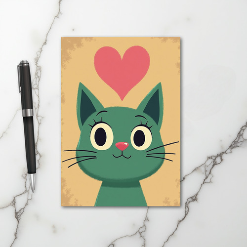 Cute Cat Love Heart Card