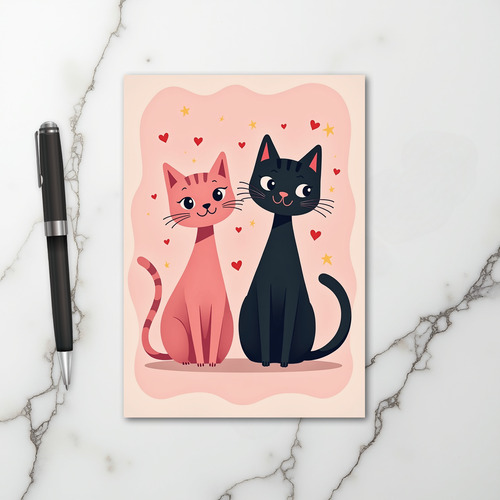 Cute Cat Love Hearts Card